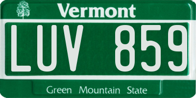 VT license plate LUV859