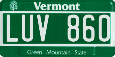 VT license plate LUV860