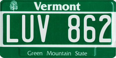 VT license plate LUV862