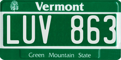 VT license plate LUV863