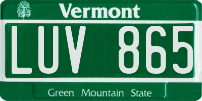 VT license plate LUV865