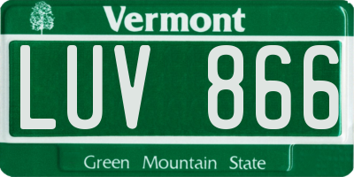 VT license plate LUV866