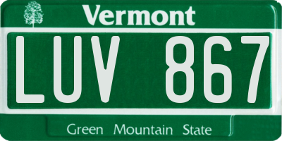 VT license plate LUV867