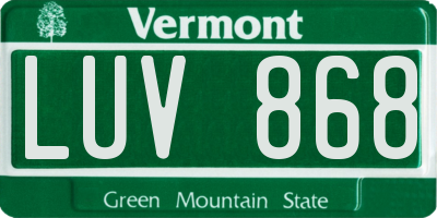 VT license plate LUV868