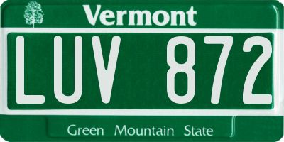 VT license plate LUV872