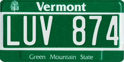 VT license plate LUV874