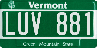 VT license plate LUV881