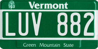 VT license plate LUV882