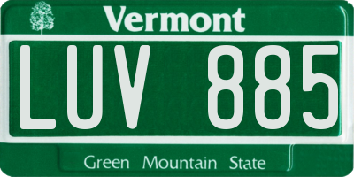 VT license plate LUV885
