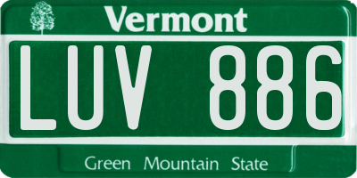 VT license plate LUV886