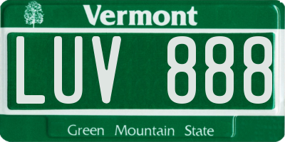VT license plate LUV888