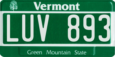 VT license plate LUV893