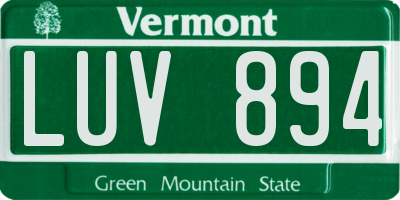 VT license plate LUV894