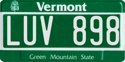 VT license plate LUV898