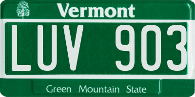 VT license plate LUV903