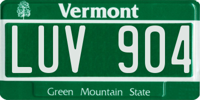 VT license plate LUV904