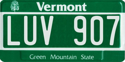 VT license plate LUV907