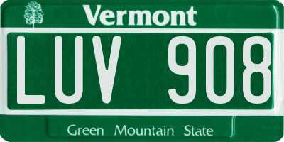 VT license plate LUV908
