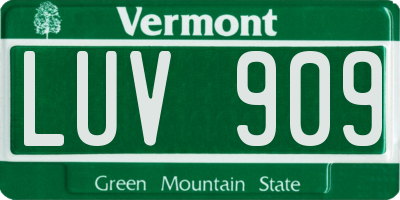 VT license plate LUV909