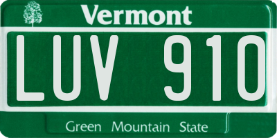 VT license plate LUV910