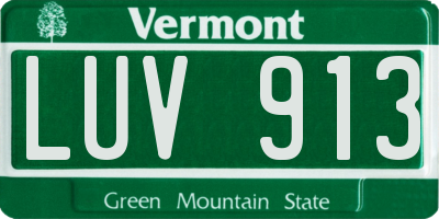 VT license plate LUV913