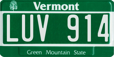 VT license plate LUV914