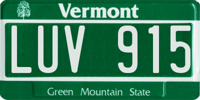 VT license plate LUV915