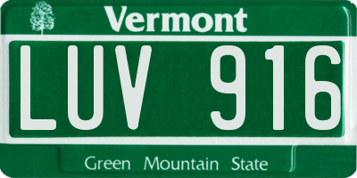 VT license plate LUV916