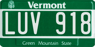VT license plate LUV918