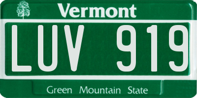 VT license plate LUV919
