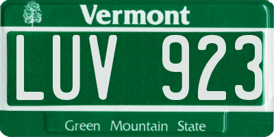 VT license plate LUV923