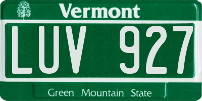 VT license plate LUV927