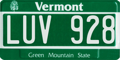 VT license plate LUV928