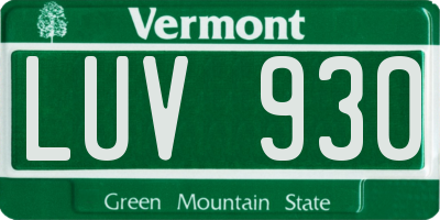 VT license plate LUV930