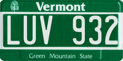 VT license plate LUV932