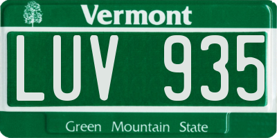 VT license plate LUV935
