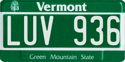 VT license plate LUV936