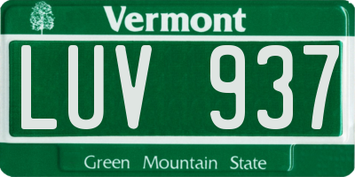 VT license plate LUV937