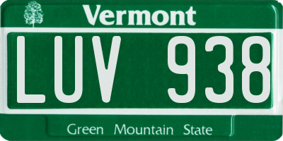 VT license plate LUV938