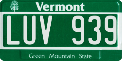 VT license plate LUV939