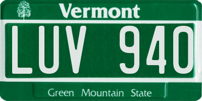 VT license plate LUV940
