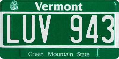 VT license plate LUV943