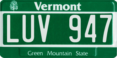 VT license plate LUV947