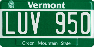 VT license plate LUV950