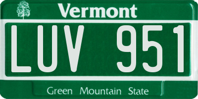 VT license plate LUV951