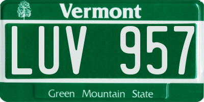 VT license plate LUV957