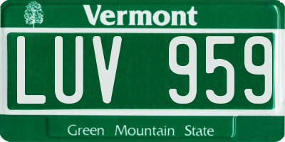 VT license plate LUV959