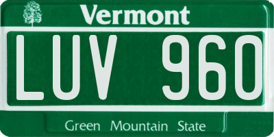 VT license plate LUV960