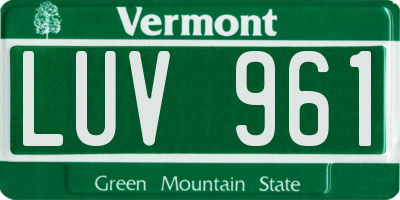VT license plate LUV961