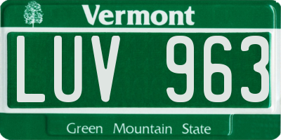VT license plate LUV963